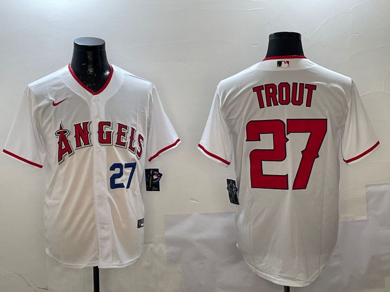 Men Los Angeles Angels #27 Trout White Game 2025 Nike MLB Jersey style 2